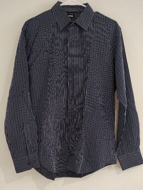 Apt. 9 Men's Navy and White Pinstripe Dress Shirt